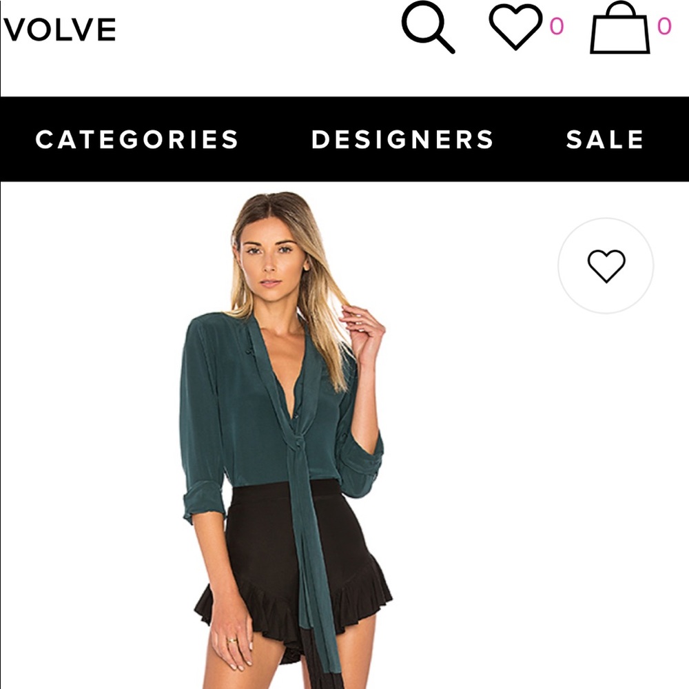 NWOT Equipment Tie Neck Button Up- Eden Green